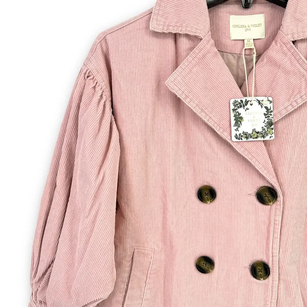 Chelsea & Violet Petal Pink Corduroy Puff Sleeve Jacket Big Girls Medium 8 10